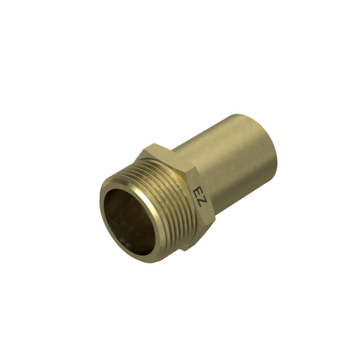 Övergångsnippel mässing med utv gänga / press, Ezze - EZZE RAK ÖVERGÅNG PRESS 22MM SLÄTÄNDE X G20 UTV.GG, METALL