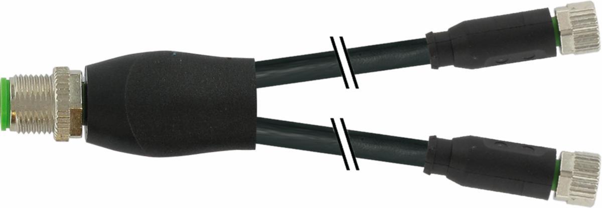 Kablage 7000- - KABL Y M12SM-2M12SF 3P SV 0,6M 7000-40821-6300060