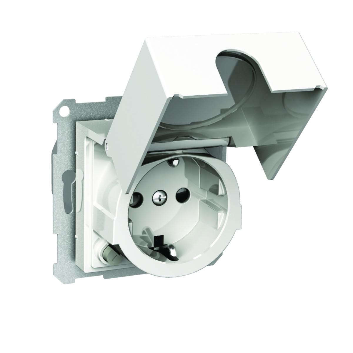 Wall socket 1-way with ground fault breaker grounded - EXXACT SSO RCD SCREWLESS WHITE 1 K