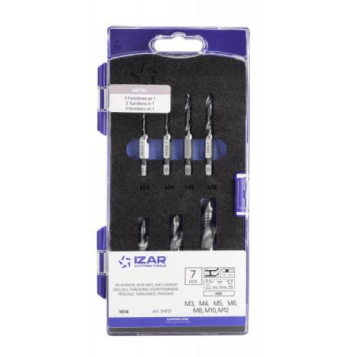 Kombi-Gängtappset IZAR 1614 HEX M HSS - KOMBI-GÄNGTAPP IZAR 1614 HSS SET M3-M12 HEX SKAFT E6.3