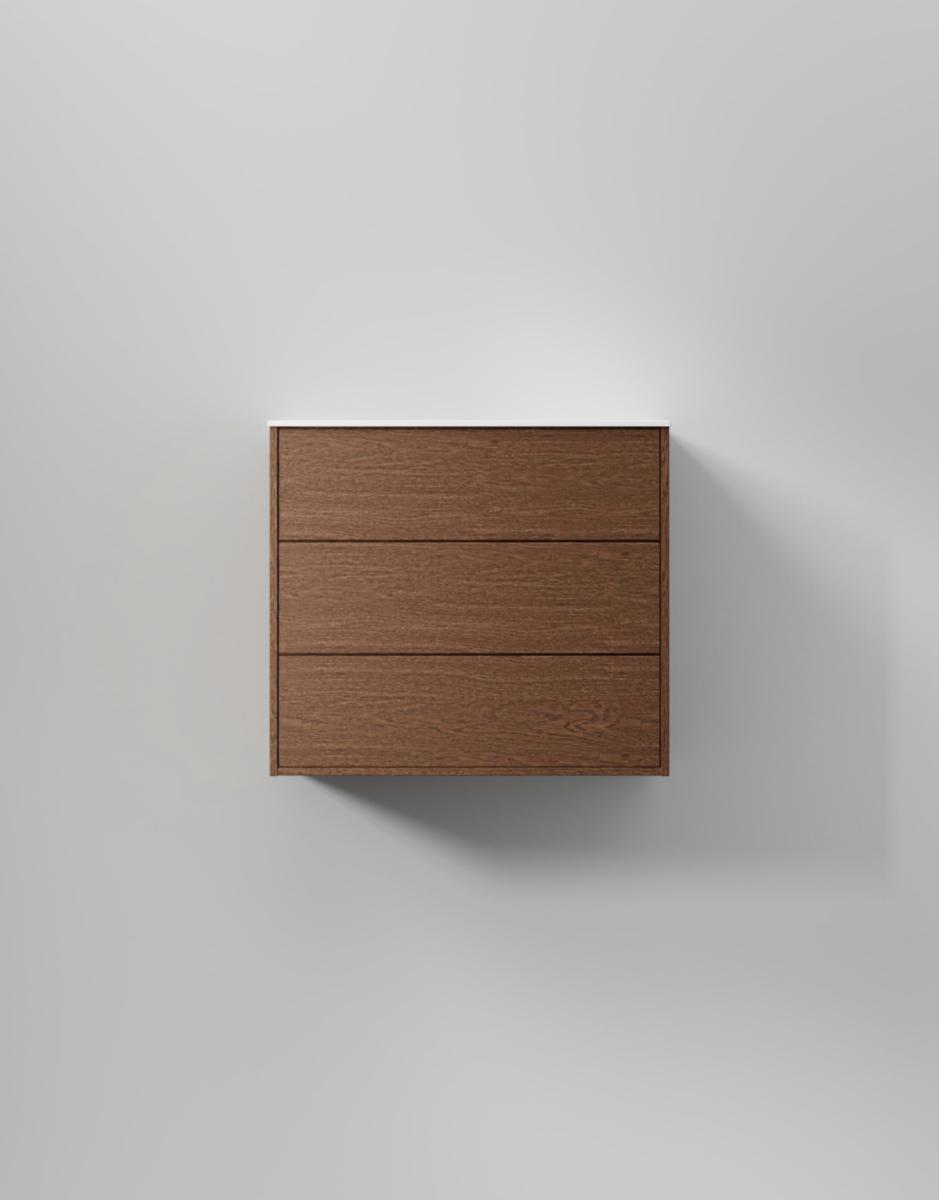 Tvättställsskåp Terra Solid, INR - INR KOMMOD TERRA SOLID 80 DARK OAK, 3 LÅDOR