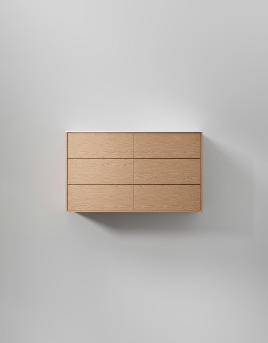 Tvättställsskåp Terra Solid, INR - INR KOMMOD TERRA SOLID 120 D NATURAL OAK, 6 LÅDOR