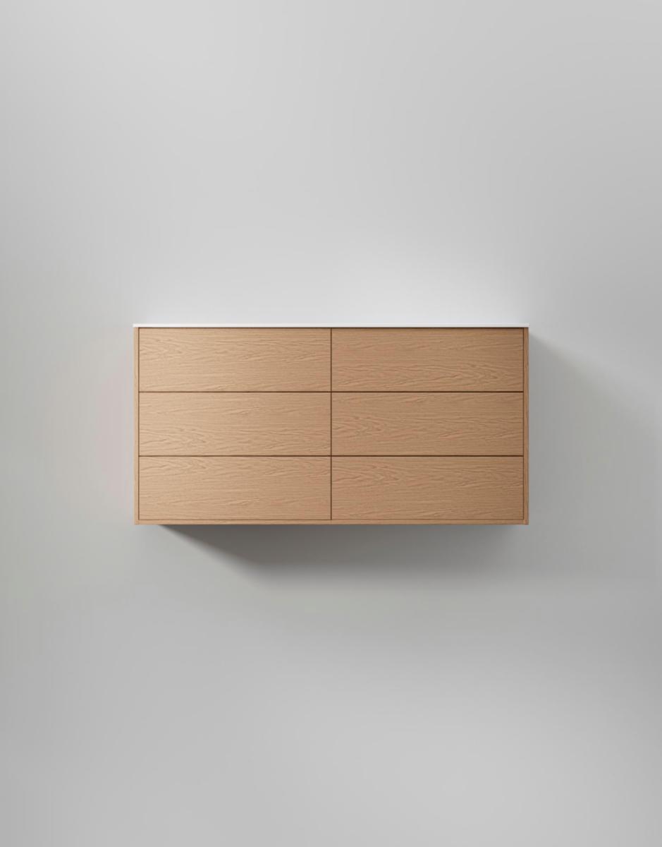 Tvättställsskåp Terra Solid, INR - INR KOMMOD TERRA SOLID 140 D NATURAL OAK, 6 LÅDOR