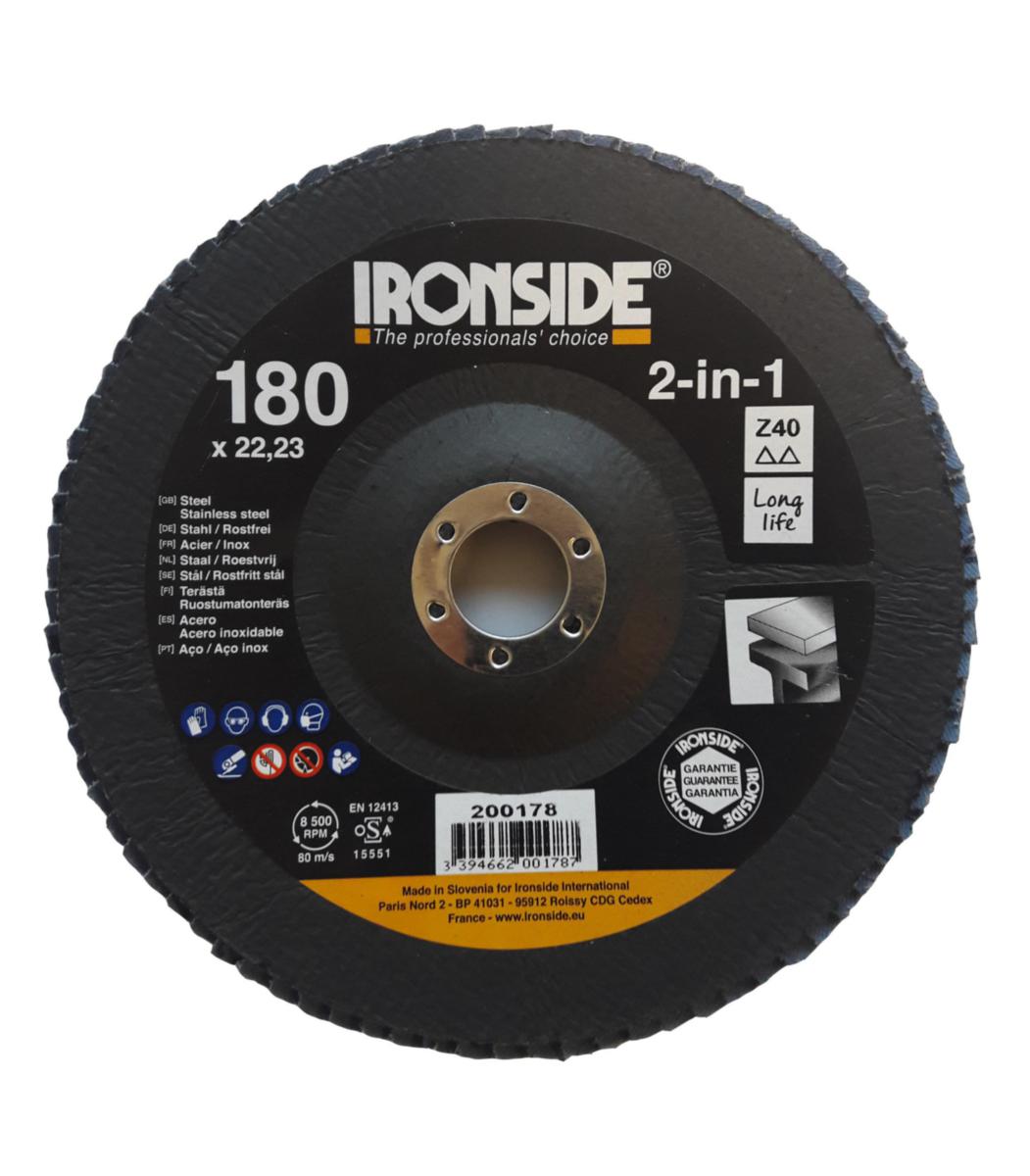 Flap Discs Ironside Convex - FLAP DISC S IRONSIDE 180X22. Ø22.23 CONVEX GRID 40 102055