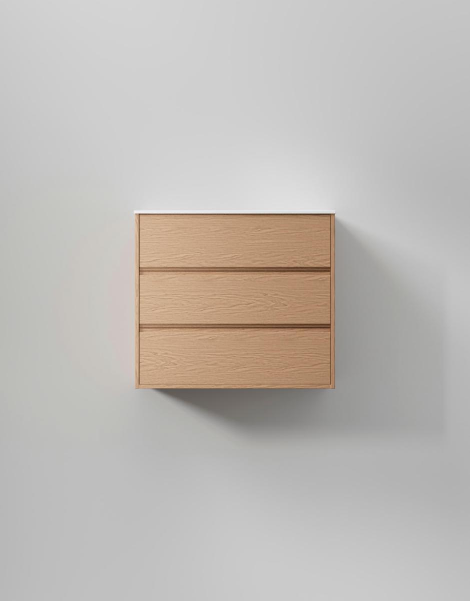Tvättställsskåp Terra Grip, INR - INR KOMMOD TERRA GRIP 80 NATURAL OAK, 3 LÅDOR