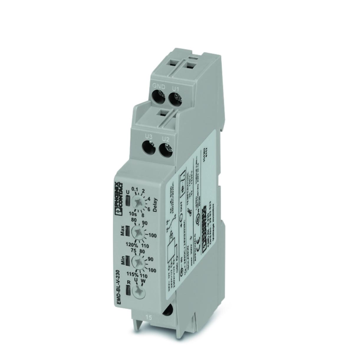 Spänningsövervakningsrelä EMD, 1-fas - ÖVERVAKN RELÄ SPÄNNING 1-FAS EMD-BL-V-230