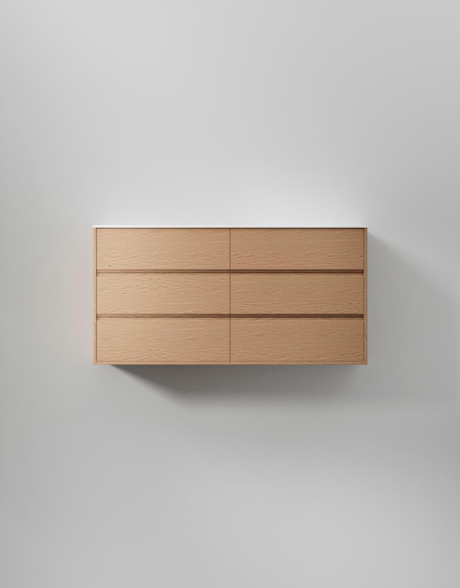 Tvättställsskåp Terra Grip, INR - INR KOMMOD TERRA GRIP 140 D NATURAL OAK, 6 LÅDOR