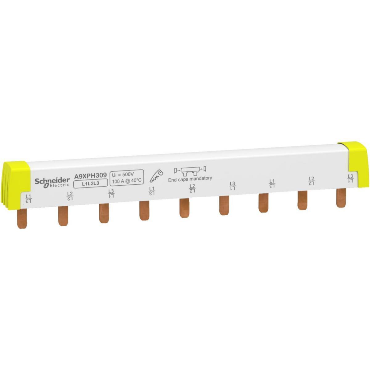 Phase rails Acti9 - 3-PHASE BUSBAR 10MM2 A9XPH309