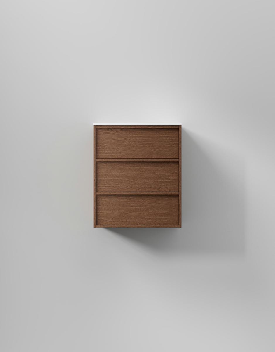 Tvättställsskåp Terra Carve, INR - INR KOMMOD TERRA CARVE 60 DARK OAK, 3 LÅDOR