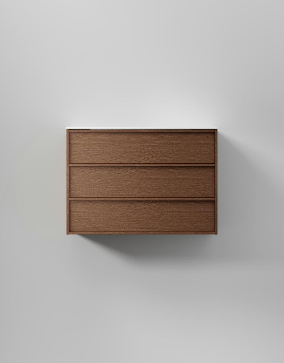 Tvättställsskåp Terra Carve, INR - INR KOMMOD TERRA CARVE 100 DARK OAK, 3 LÅDOR