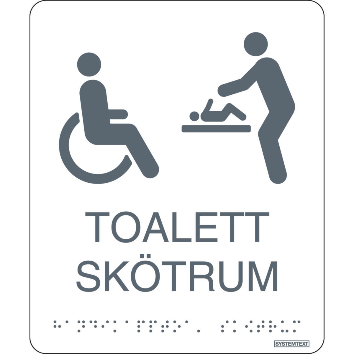 Taktila skyltar för Toalett, dusch , WC/RWC - SKYLT TAKTIL TOALETT/SKÖTRUM VIT