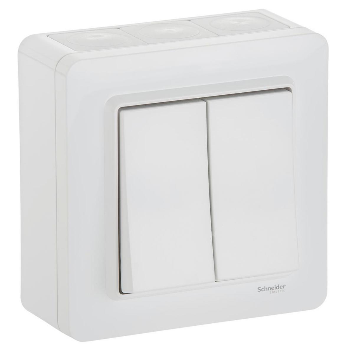 Switch ext IP44 Exxact, Schneider - TWO-CIRCUIT SW BASIC SURF IP44