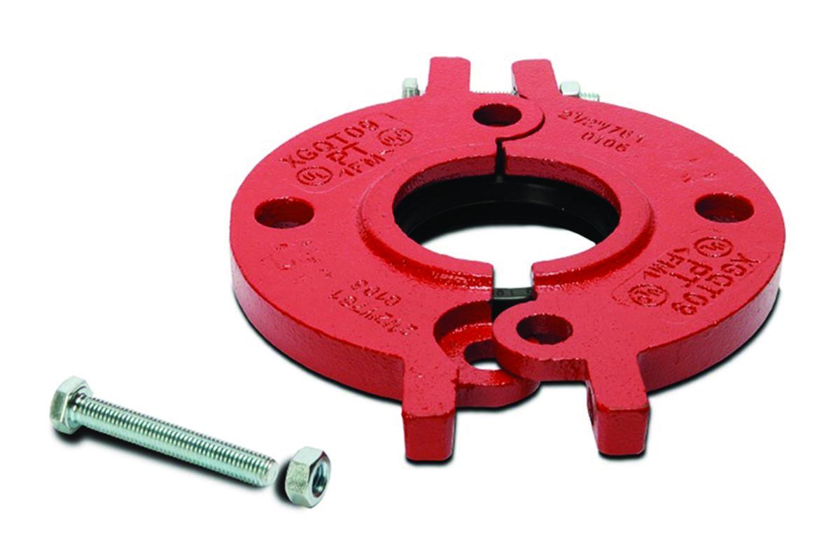 Grooved split flange, Red - Grooved red split adapt flange DN200-PN16