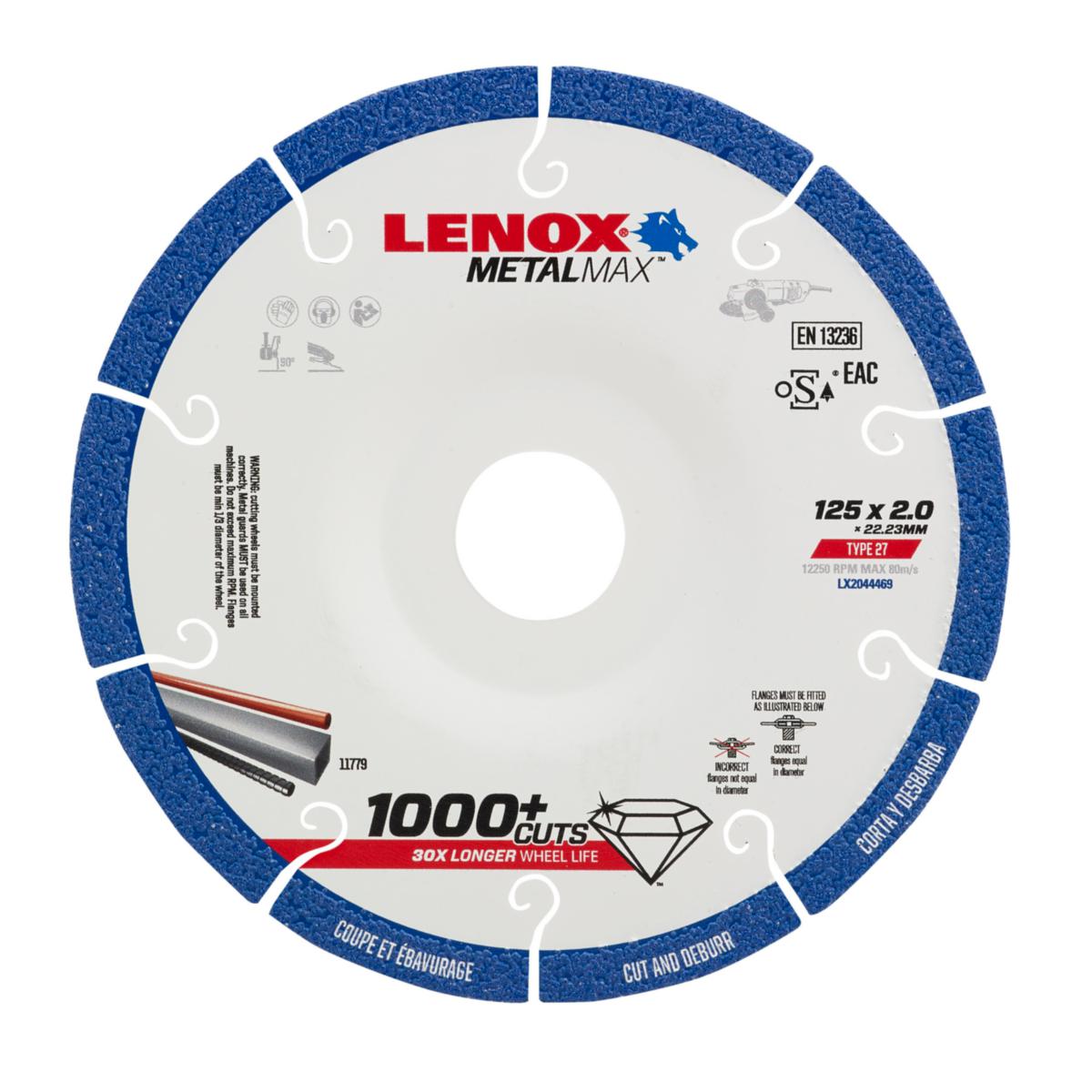Lenox Diamond Cut-Off/Grinding Disc - CUT/GRINDING DISC LENOX 125X22.23X2.0 METAL MAX