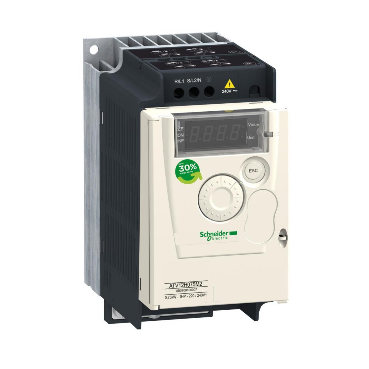Frekvensomriktare Altivar 12 1-fas 230 V IP20 med kylare, inbyggt EMC-filter - FREKV.OMR 230V 0,55KW M KYL ATV12H055M2TQ