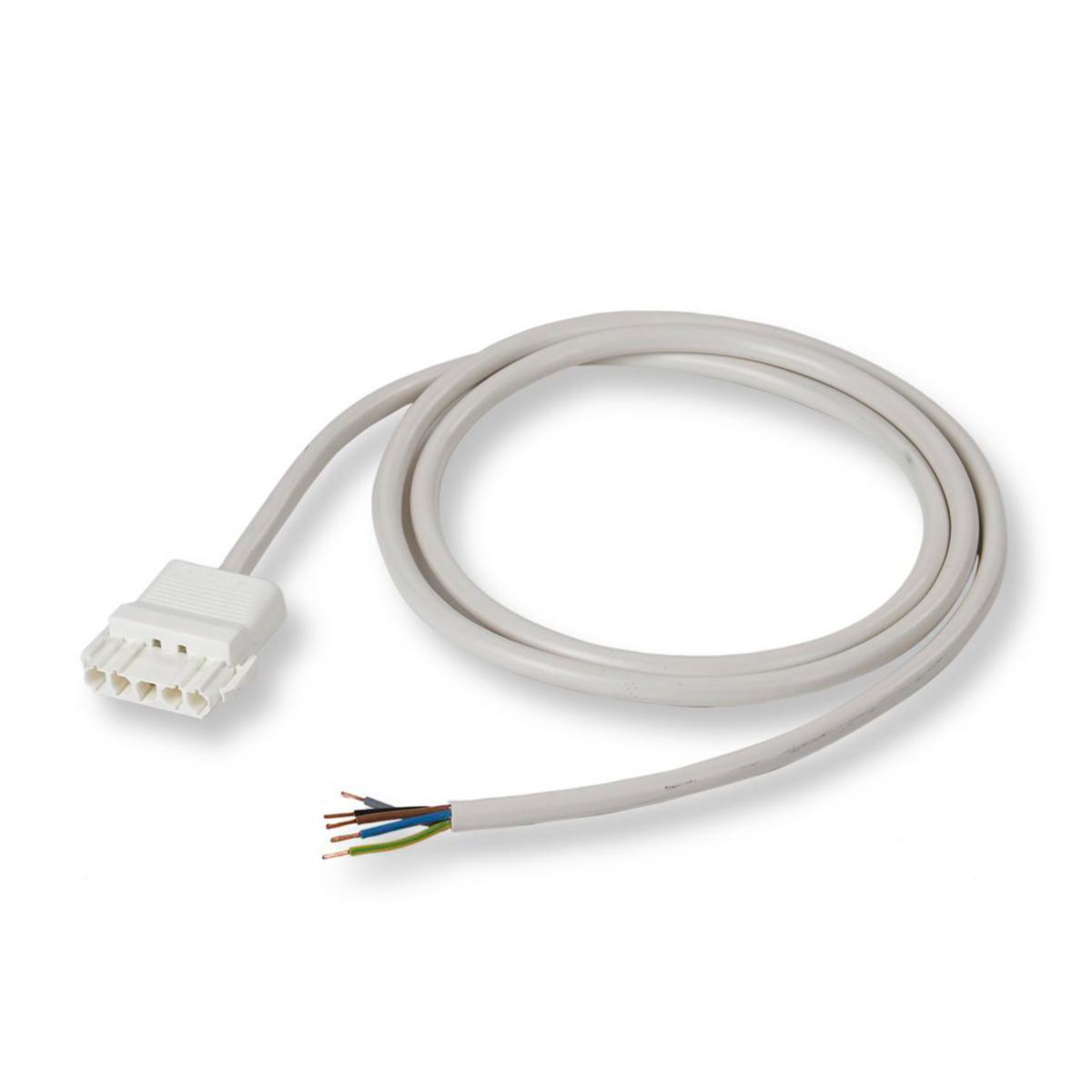 HF-kablage skärmad RQQ, 5G2,5 mm² med stickkontakt NAC 51S.W och andra ändan fri. - KABLAGE RQQ 5G2.5 VIT 3M NAL510W25030