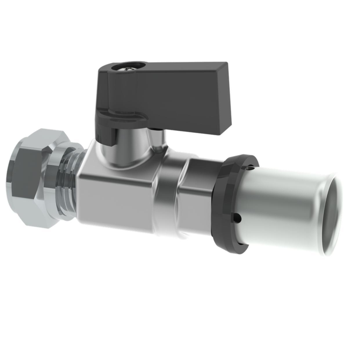 Presskoppling med kulventil för ansl till blandare, Purmo - KULVENTIL MED PRESS 16XCU10 PURMO PRESS