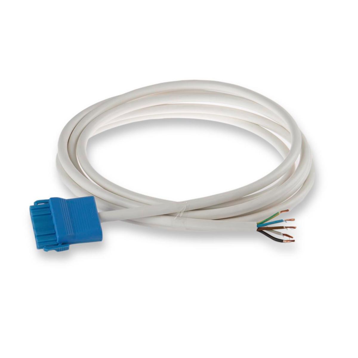 HF-kablage RQQ 5G2,5 mm² med blå stickkontakt NBC51S.S och fri ände, - KABLAGE RQQ 5G2.5 BLÅ 4M NBL510T25040S