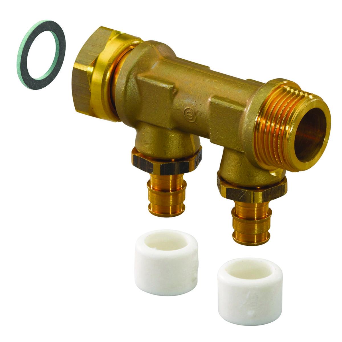 Fördelare med löpmutter med ringar, Q&E, Uponor - 15X2 FÖRDELARE M. LÖP.M. G3/4" C/C 35 MM. QUICK & EASY