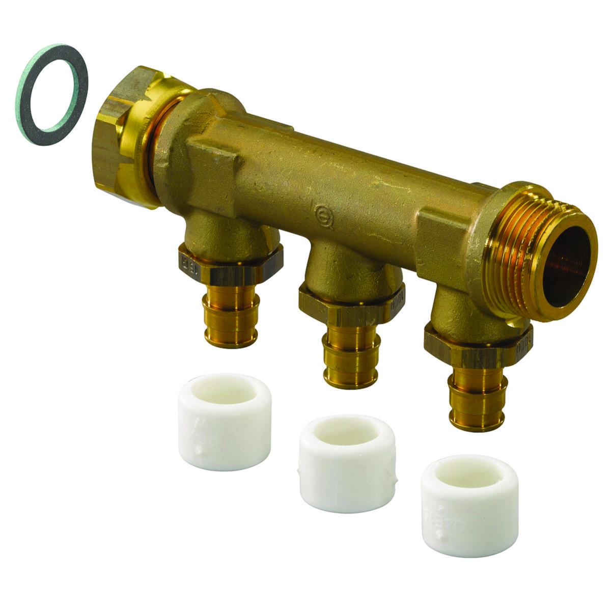 Fördelare med löpmutter med ringar, Q&E, Uponor - 15X3 FÖRDELARE M. LÖP.M. G3/4" C/C 35 MM. QUICK & EASY