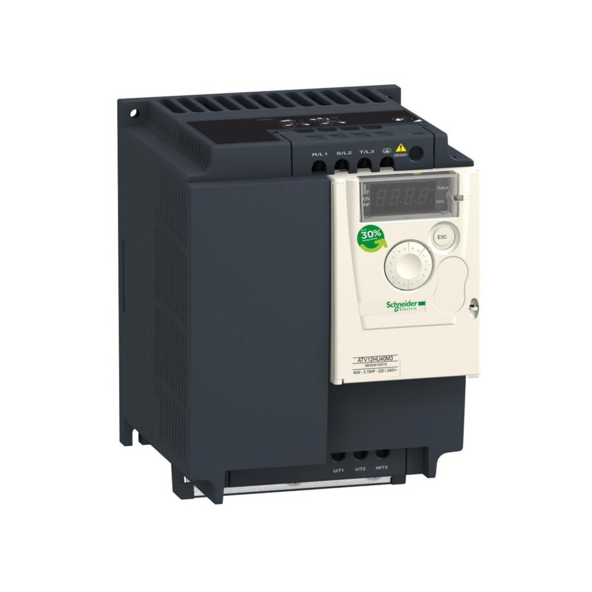 Frekvensomriktare Altivar 12 3-fas 230 V IP20 utan EMC-filter - FREKV.OMR 3-F 230V 3KW M KYL ATV12HU30M3