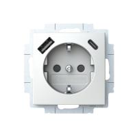 Vägguttag 1-vägs med USB-A+C Saga