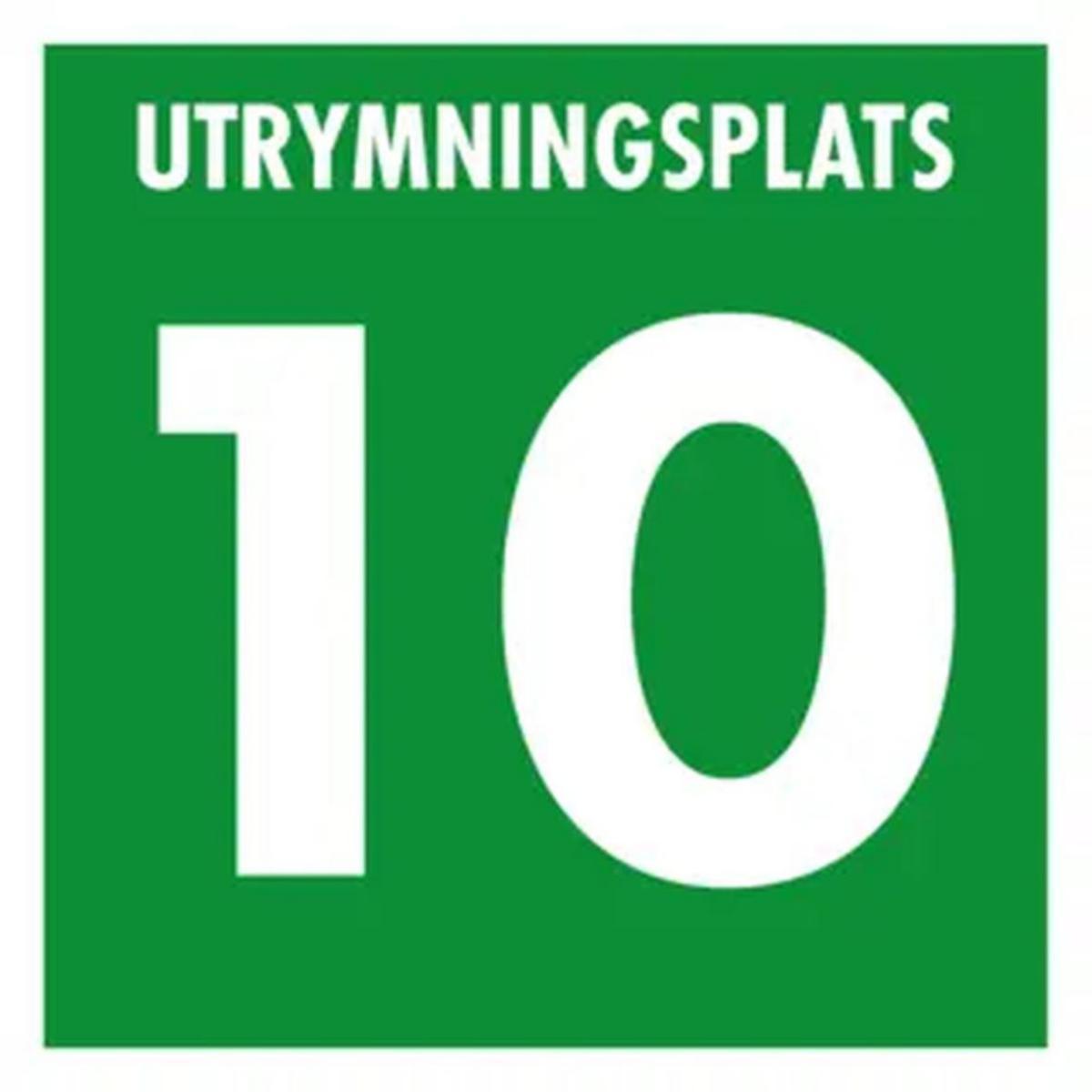 Skylt Utrymningsplats - SKYLT UTRYMNINGSPLATS NR 10 90X90 MM UP-MIDI-NR-10