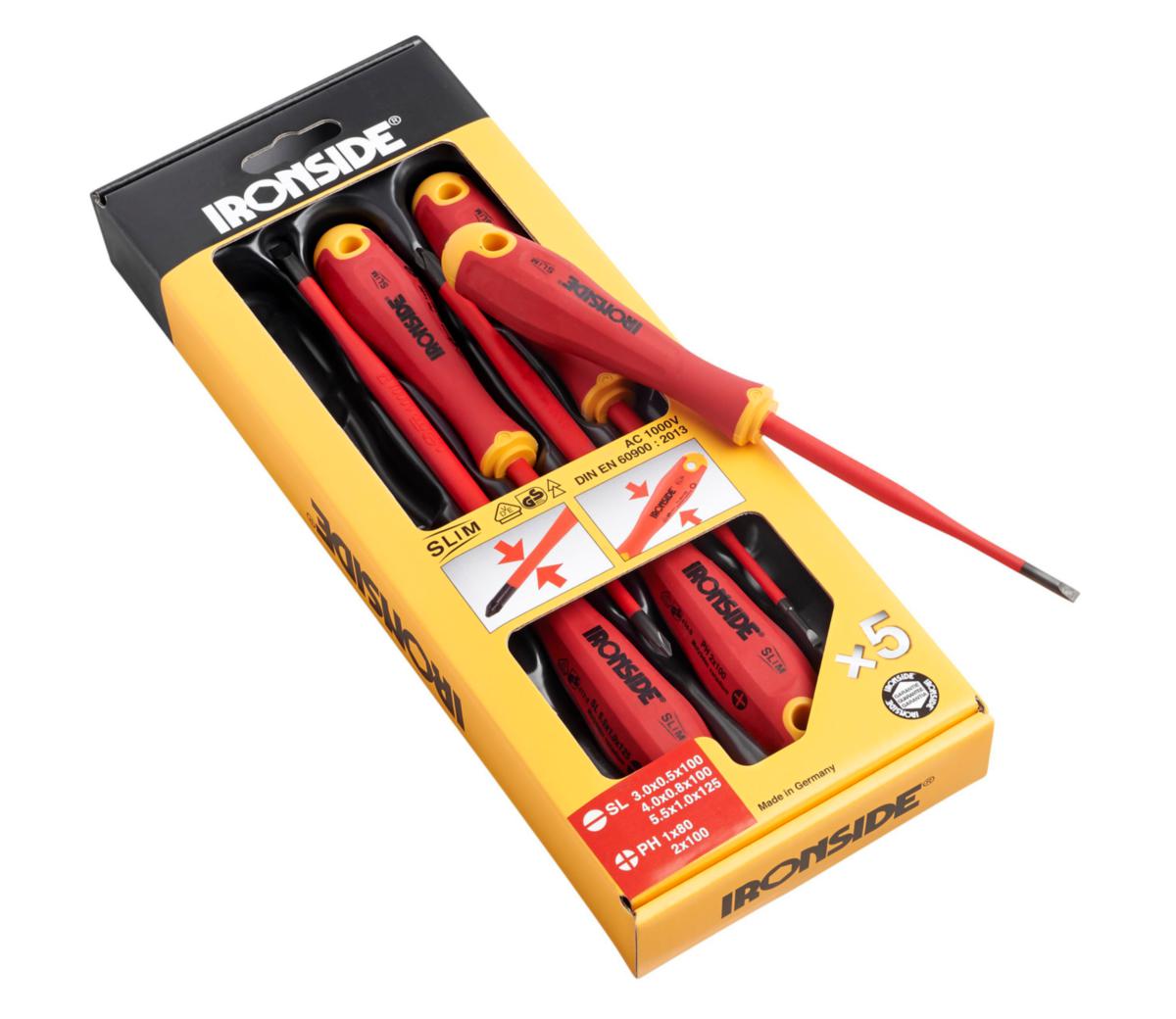 Skruvmejselsats Ironside Slim 1000V - SKRUVMEJSELSATS IRONSIDE SLIM 3KOMP 1000V 5ST MEJSL 100641