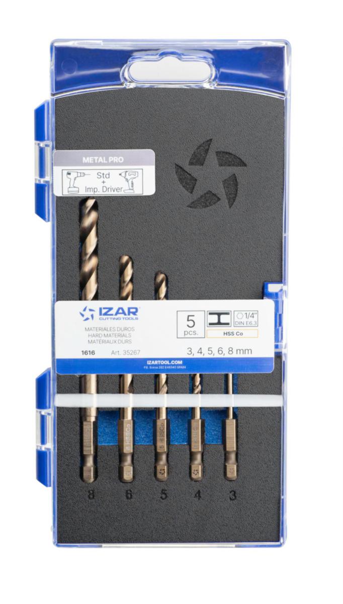 Borrkassett IZAR 1616 HSS-Co5 1/4" 3-8 mm - BORRKASSETT IZAR 1616 HSSE HEX 3-4-5-6-7-8mm 1/4"