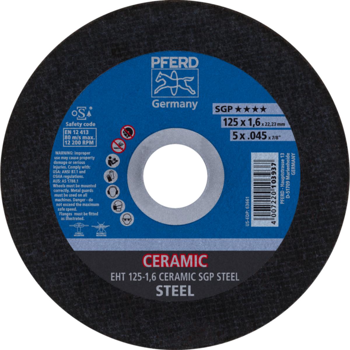Kapskiva PFERD SGP Keramisk Stål - KAPSKIVA PFERD SGP STEEL EHT 125-1,6 CERAMIC SGP STEEL