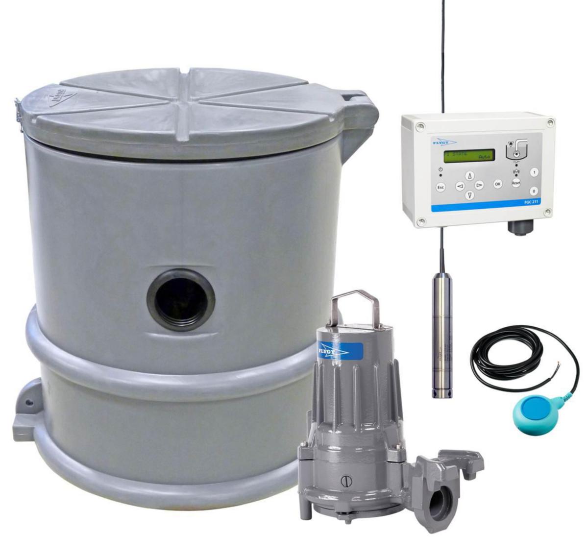 Drainage pump station Compit Mini STD package with MH3069 HT-250 pump, Flygt - COMPIT MINI STD-PACKET WASTEWATER-PST W PUMP, FLYGT