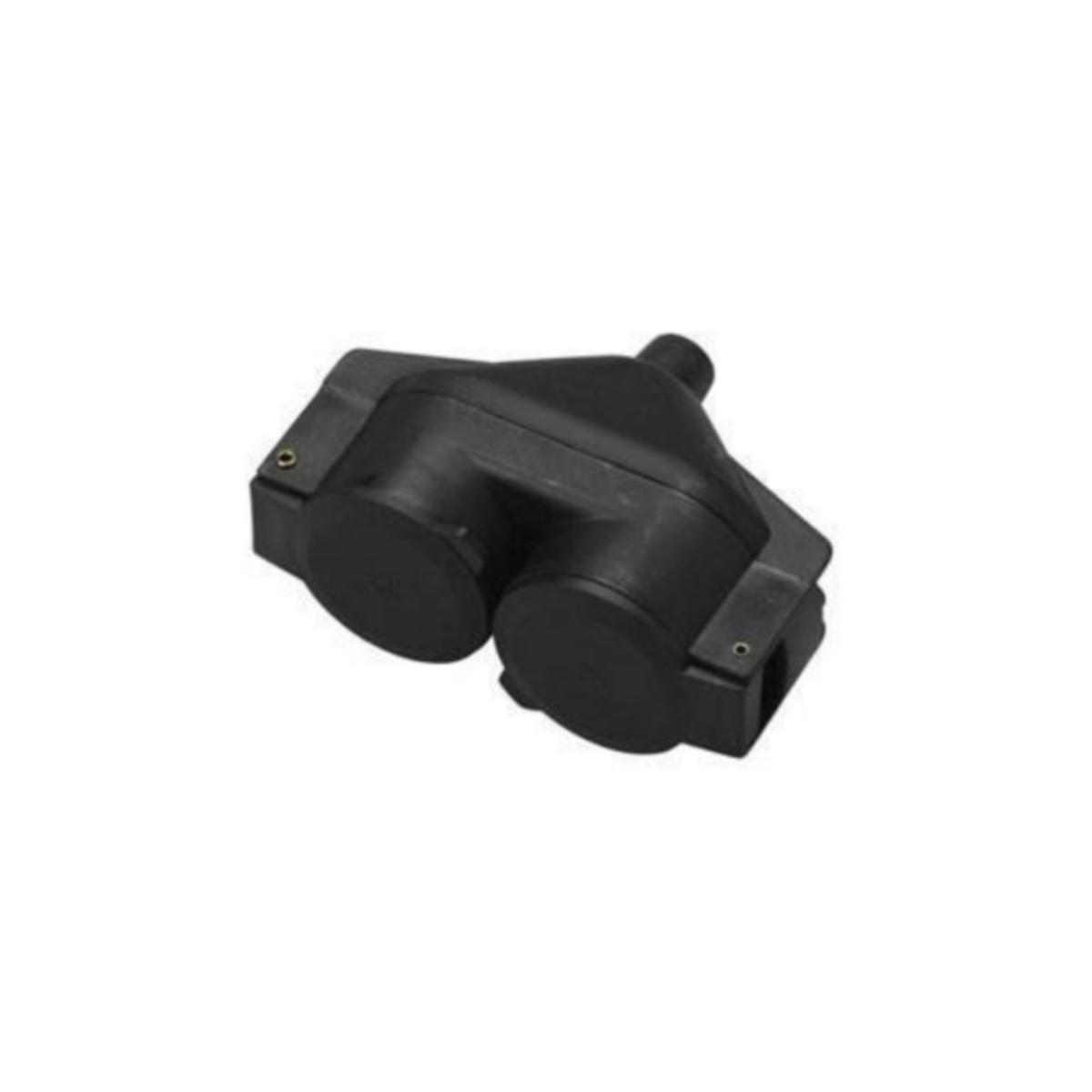 Branch socket 2-way Black IP44 - OUTLET 2-WAY M.J. 0