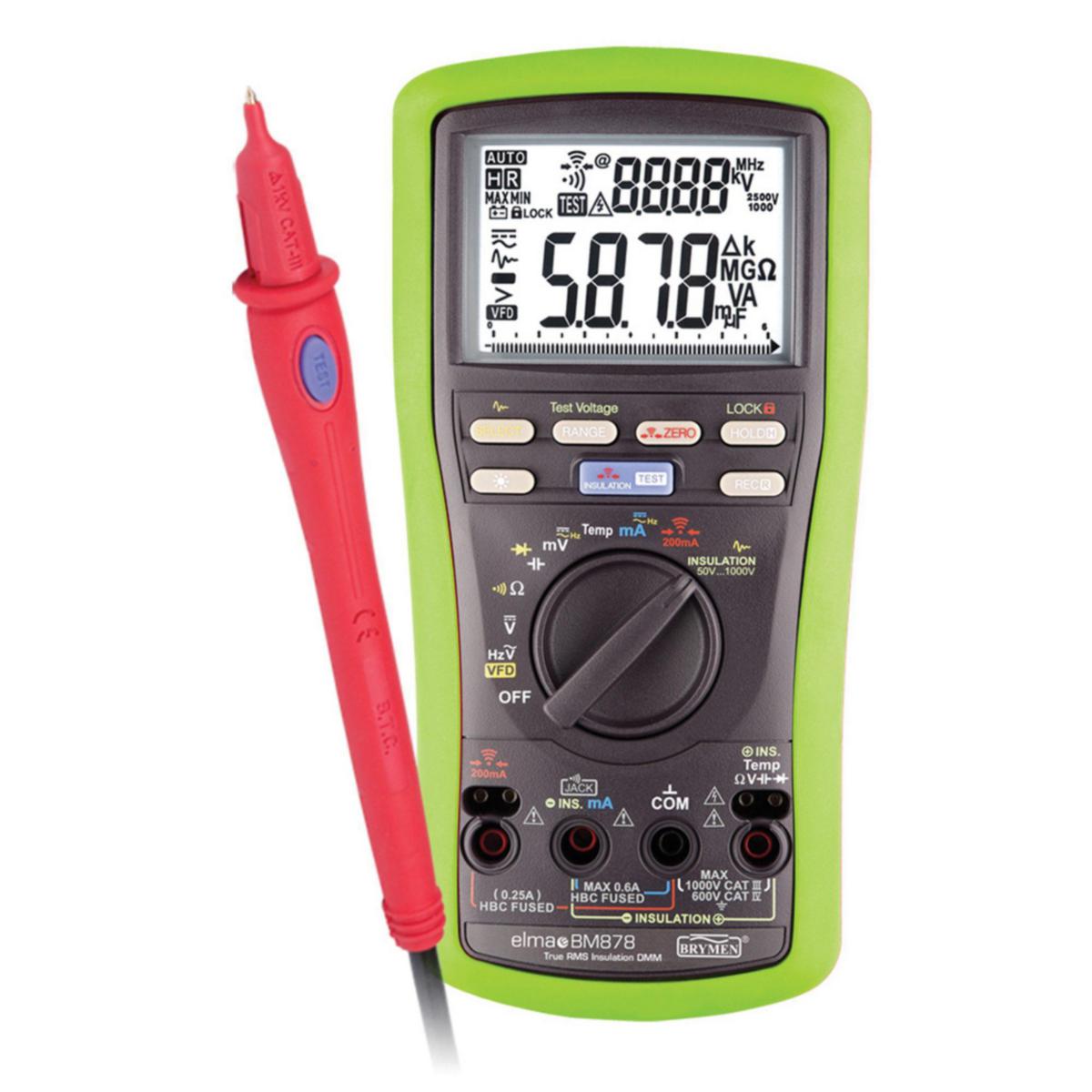 Isolation tester and TRMS Cat IV multimeter, BM 878 - MATERIAL KIT 2047 EXCL INSULATORS