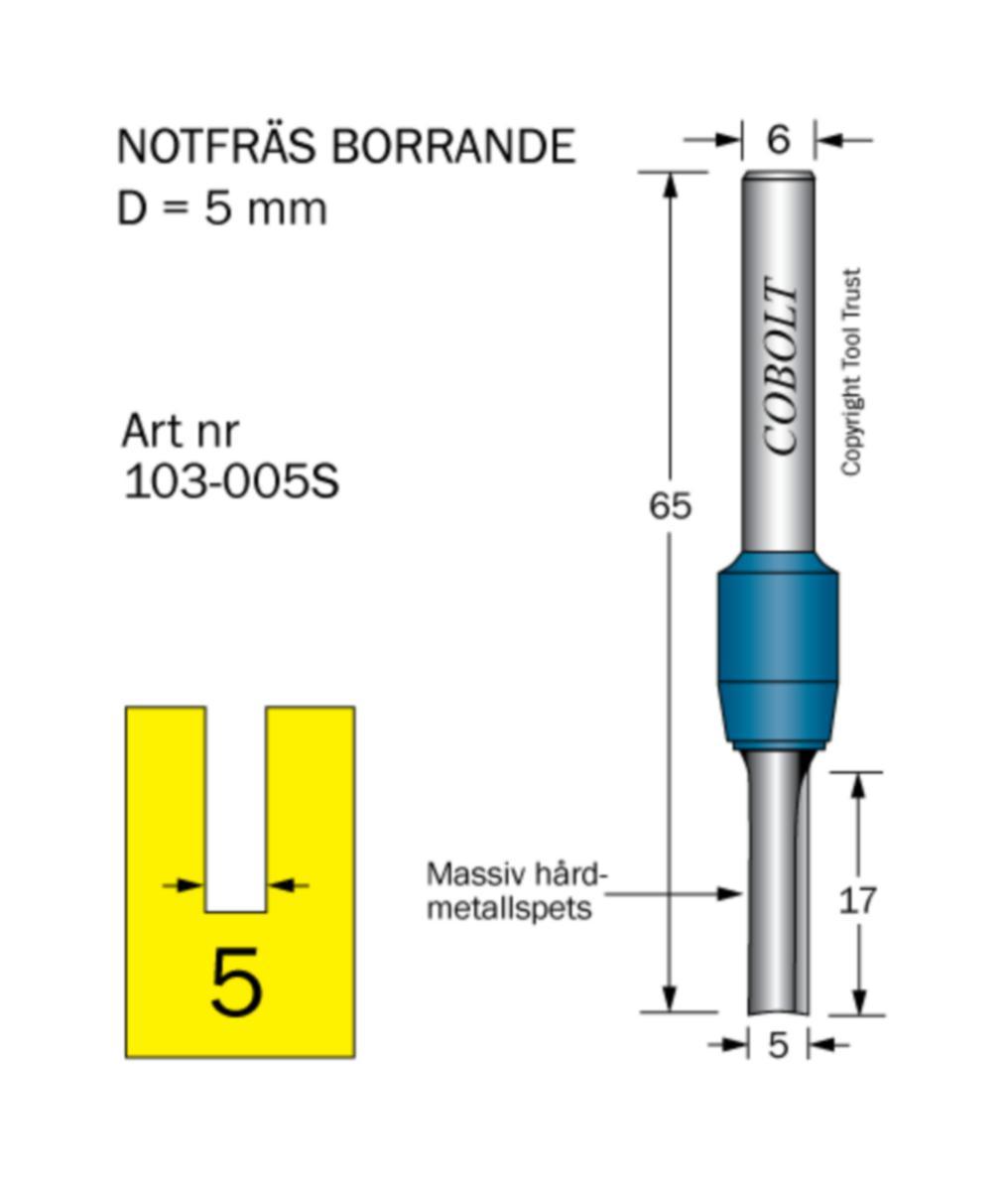 Notfräs Cobolt HM - NOTFRÄS HM COBOLT D5 L17 TL65 S6