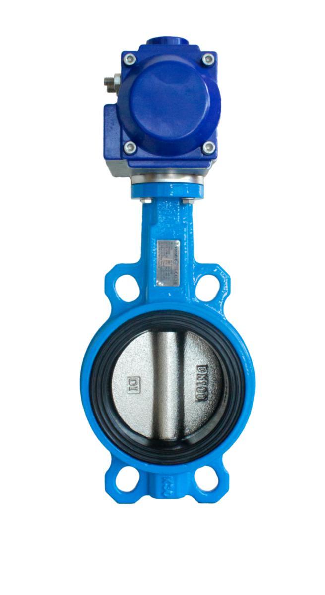 Pneumatisk Vridspjällsventil i segjärn Typ PA205 med spjällskiva i syrafast stål, EPDM foder inspänd/wafer - VRIDSPJÄLL PA205 DN80 WAFER PN16 GGG40/CF8M/EPDM ADA40