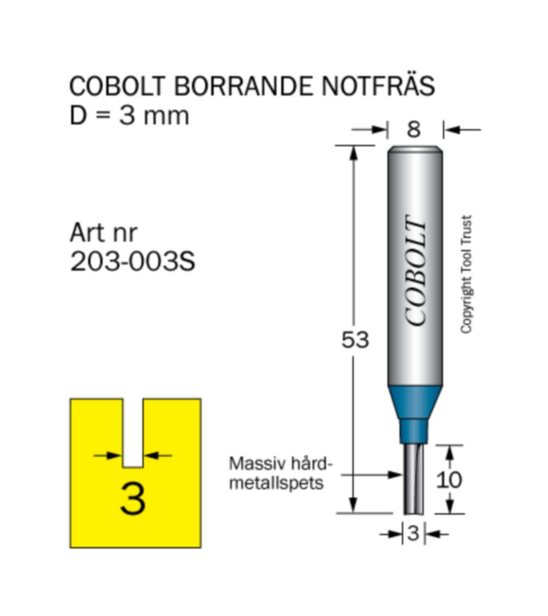 Notfräs Cobolt HM - NOTFRÄS HM COBOLT D3 L10 TL53 S8