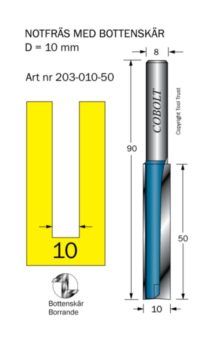 Notfräs Cobolt HM - NOTFRÄS HM COBOLT D10 L50 TL90 S8
