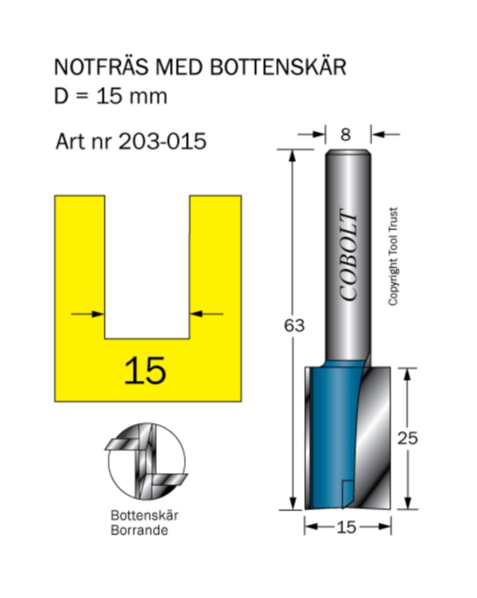 Notfräs Cobolt HM - NOTFRÄS HM COBOLT D15 L25 TL63 S8