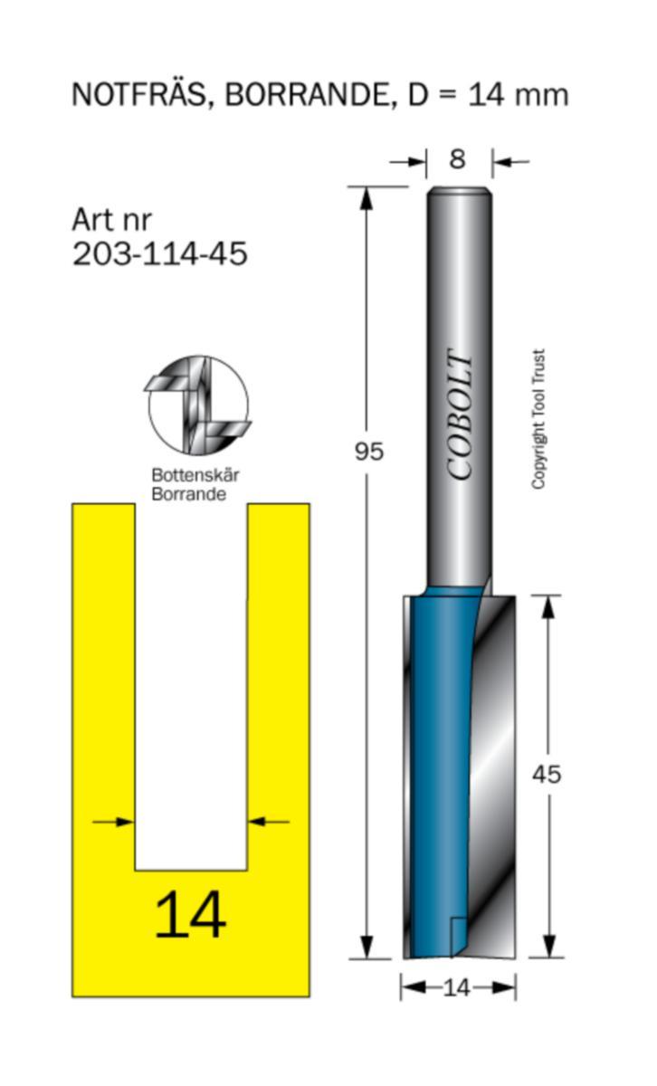Notfräs Cobolt HM - NOTFRÄS HM COBOLT D14 L45 TL95 S8