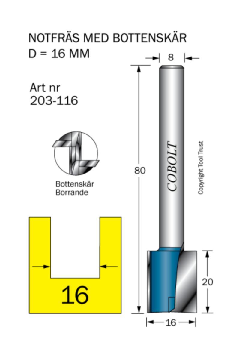 Notfräs Cobolt HM - NOTFRÄS HM COBOLT D16 L20 TL80 S8