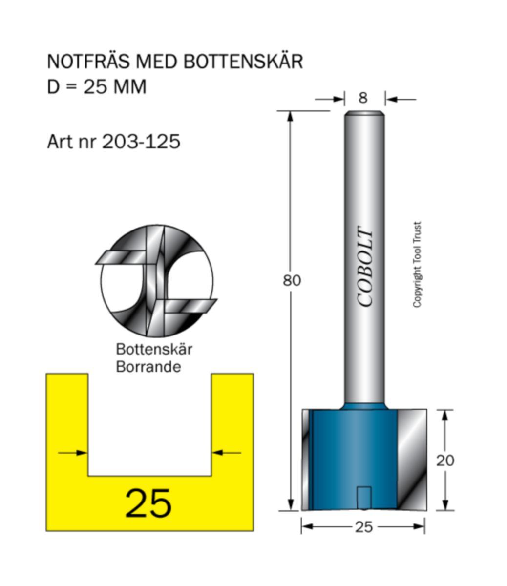 Notfräs Cobolt HM - NOTFRÄS HM COBOLT D25 L20 TL80 S8