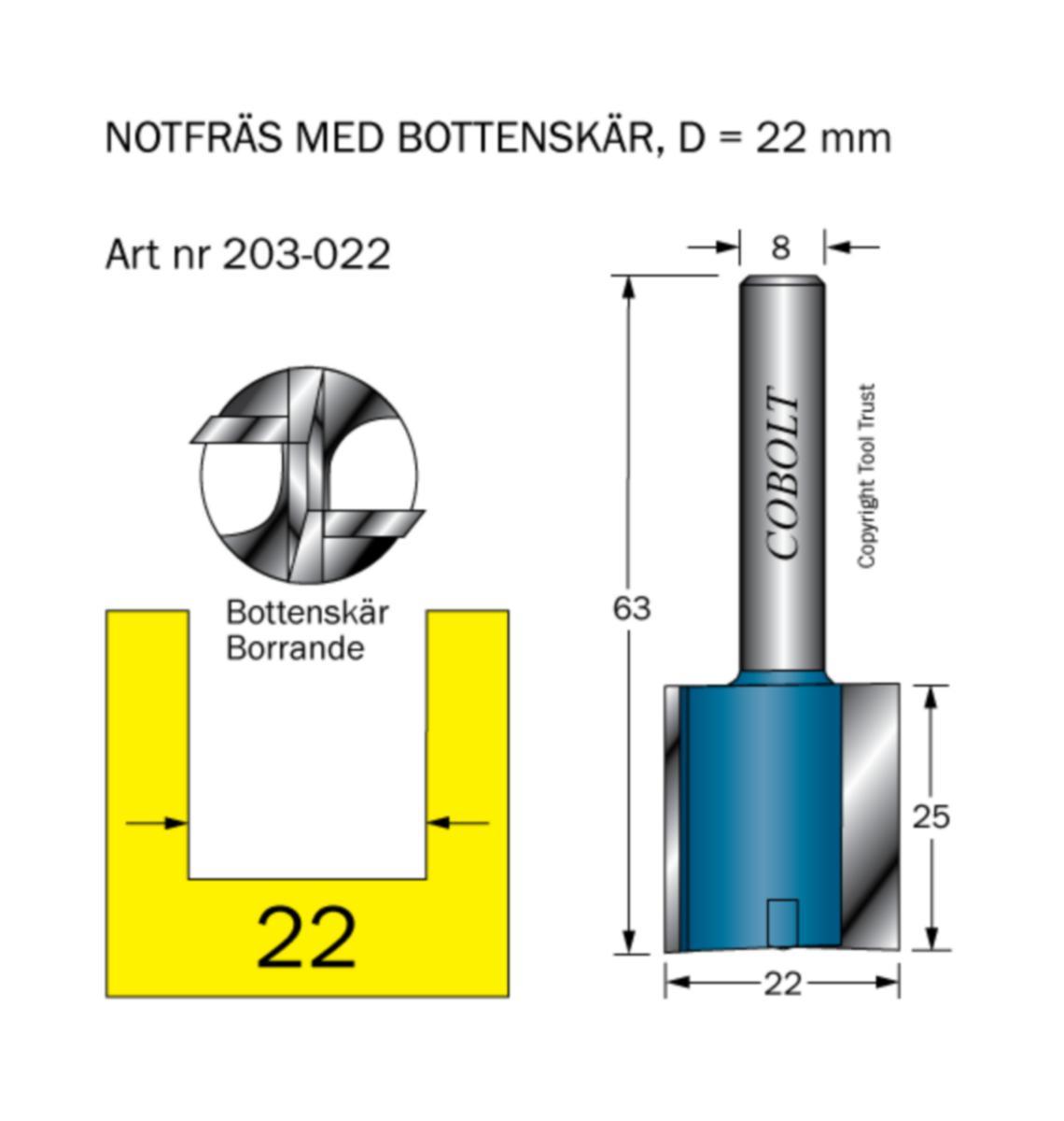 Notfräs Cobolt HM - NOTFRÄS HM COBOLT D22 L25 TL63 S8
