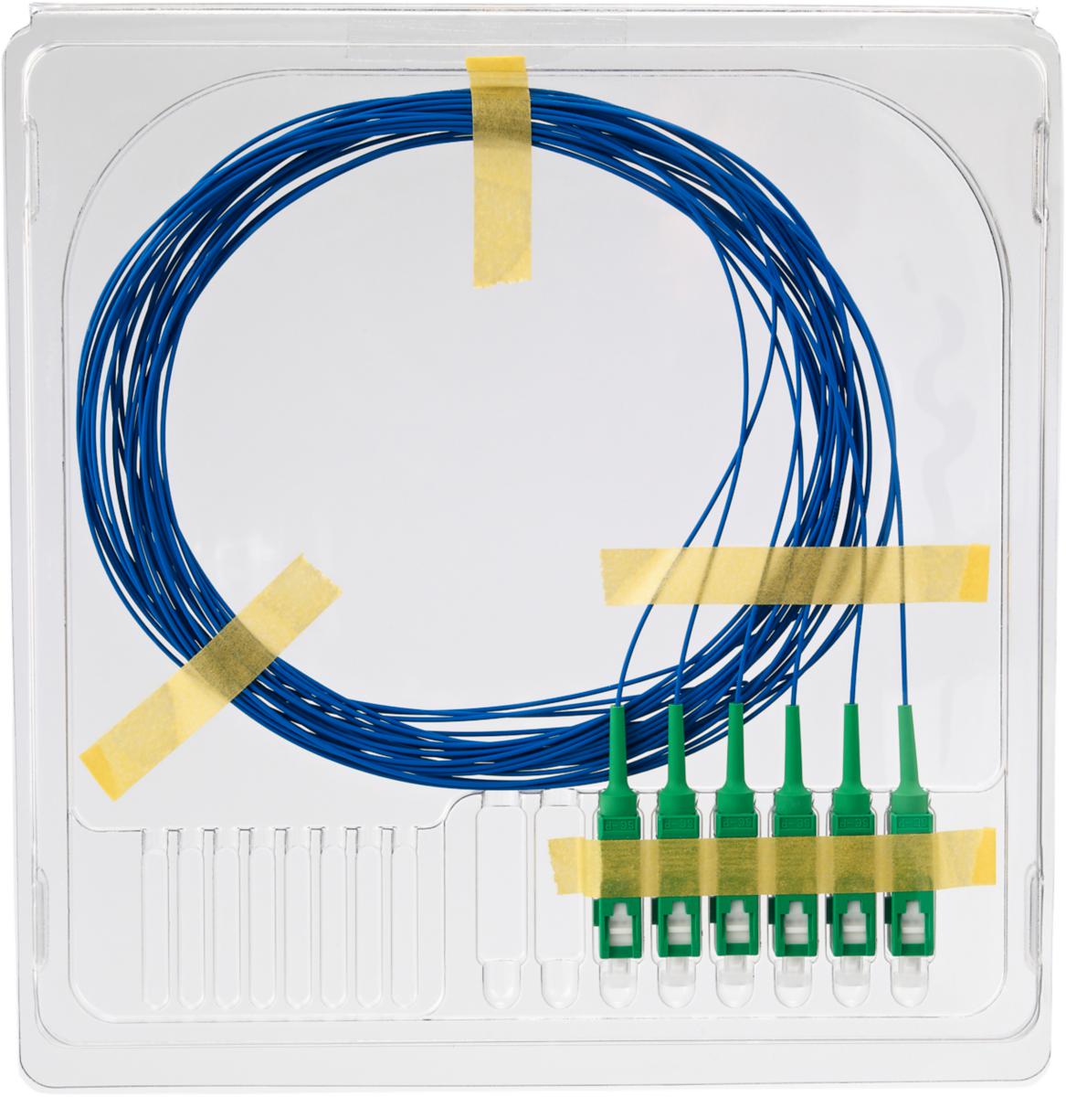 Fibersvans pigtail Singelmode G652D blå - PIGTAIL SM 6P SC/APC 1.5M EM-PSA-0015-FTTX-6P