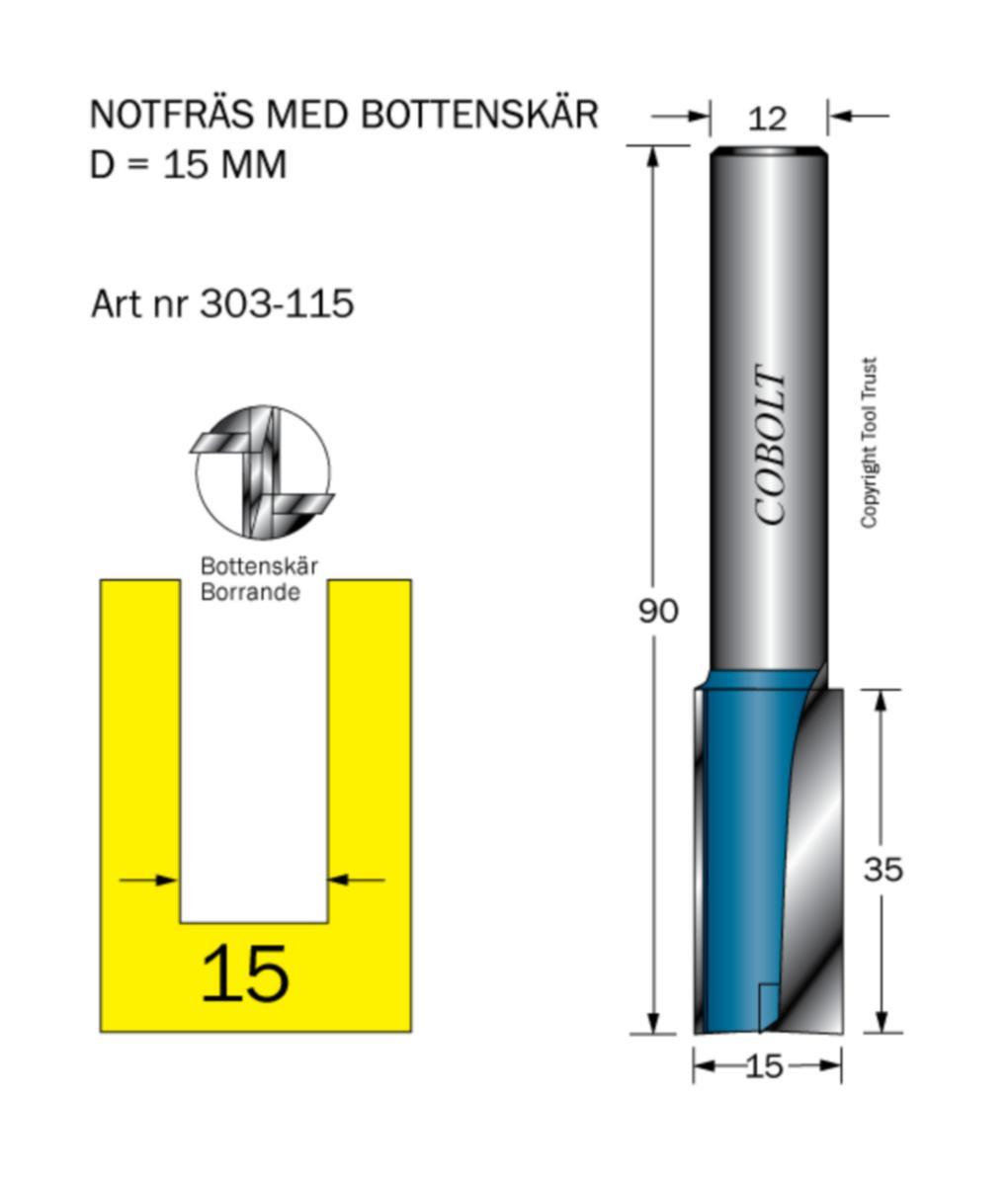 Notfräs Cobolt HM - NOTFRÄS HM COBOLT D15 L35 TL90 S12
