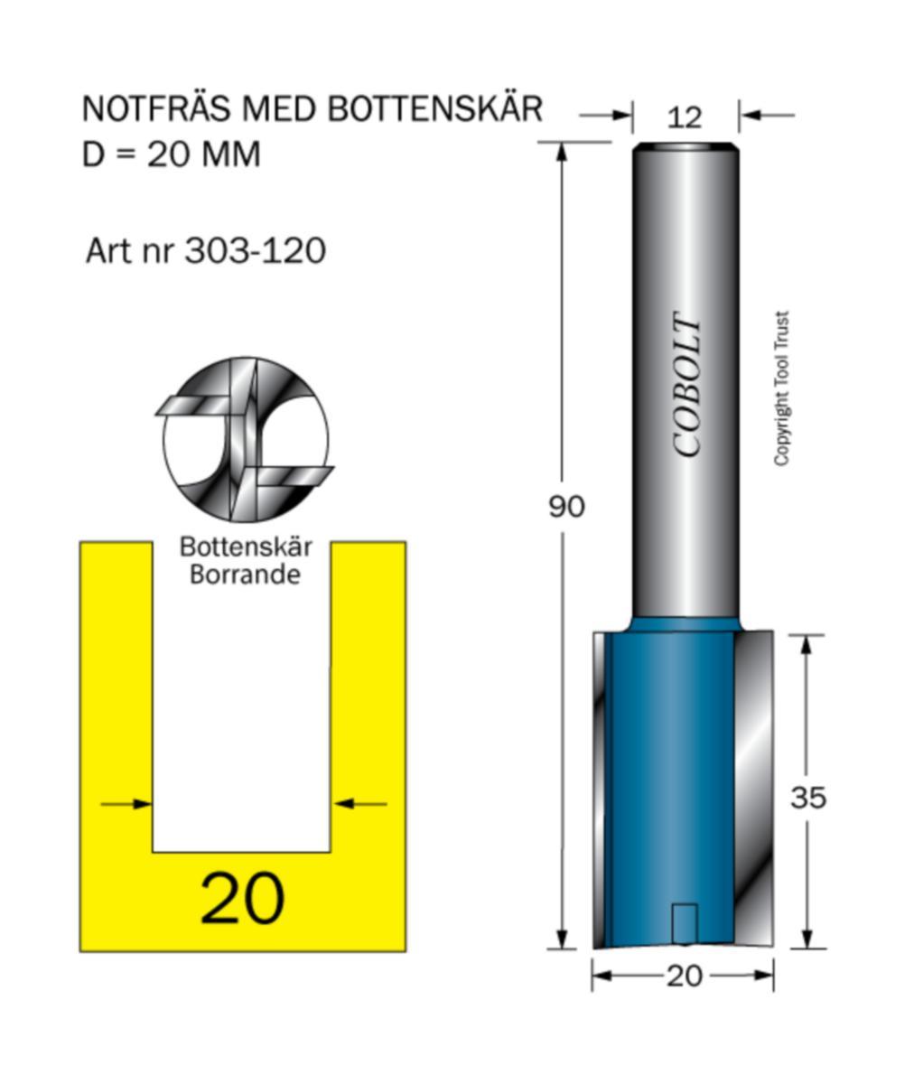 Notfräs Cobolt HM - NOTFRÄS HM COBOLT D20 L35 TL90 S12
