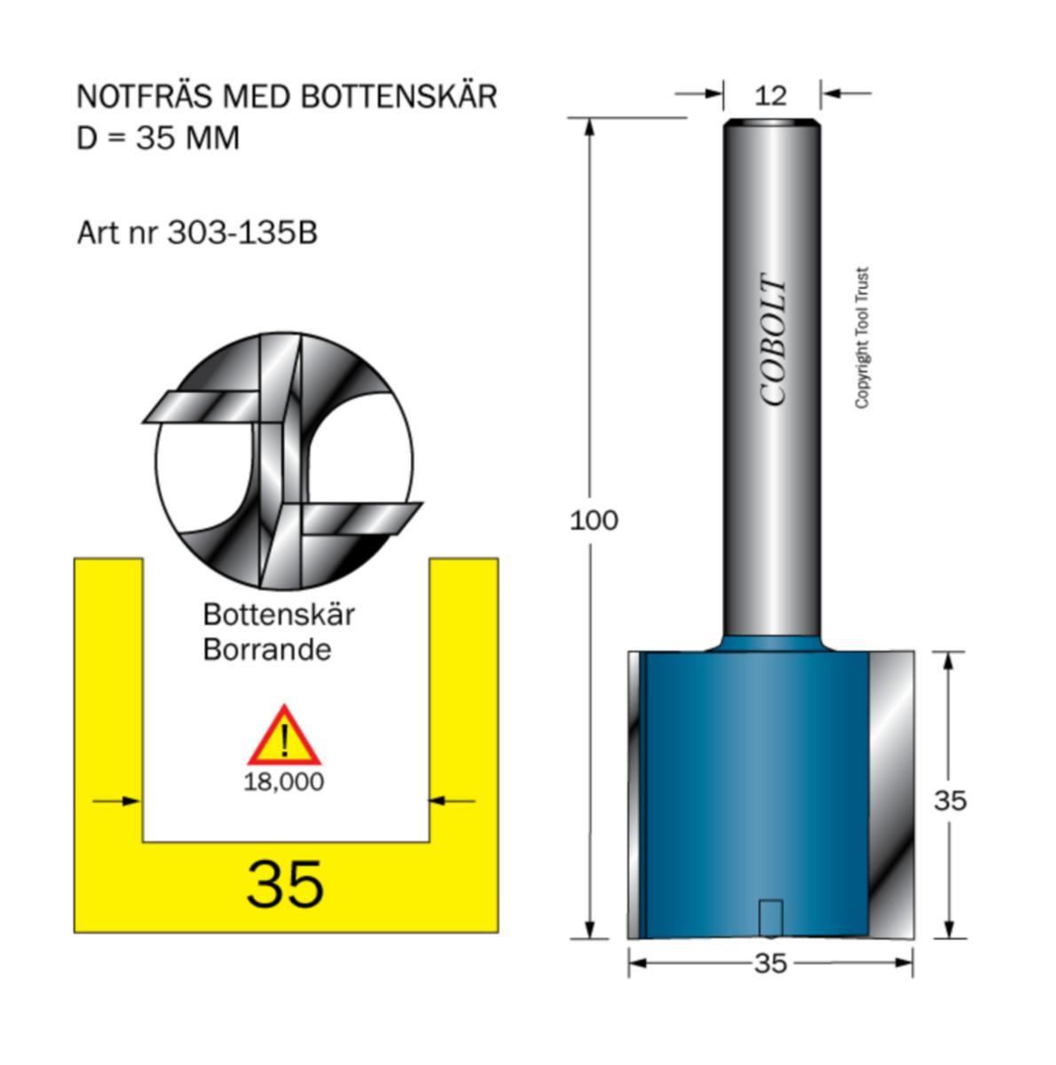 Notfräs Cobolt HM - NOTFRÄS HM COBOLT D35 L35 TL100 S12