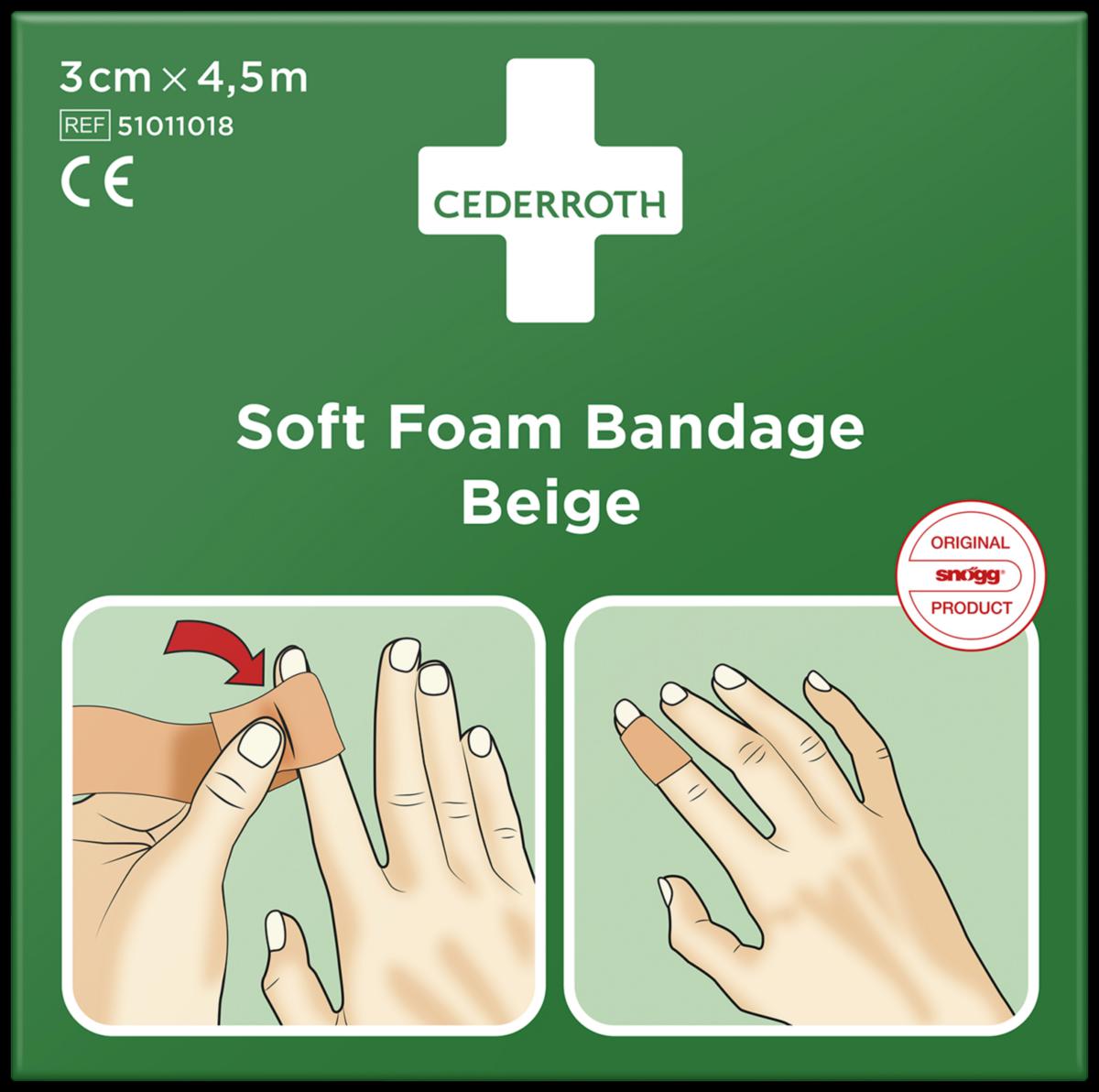 Bandage Cederroth 51011018 - BANDAGE CEDERROTH 51011018 SOFT FOAM BEIGE 3CMX4.5M