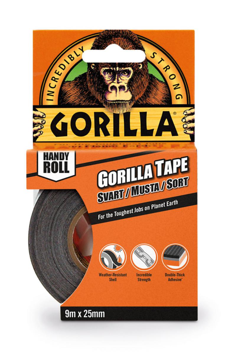 Gorilla Tape Handy Roll - Cloth Tape 25mmx9m Black Gorilla tape