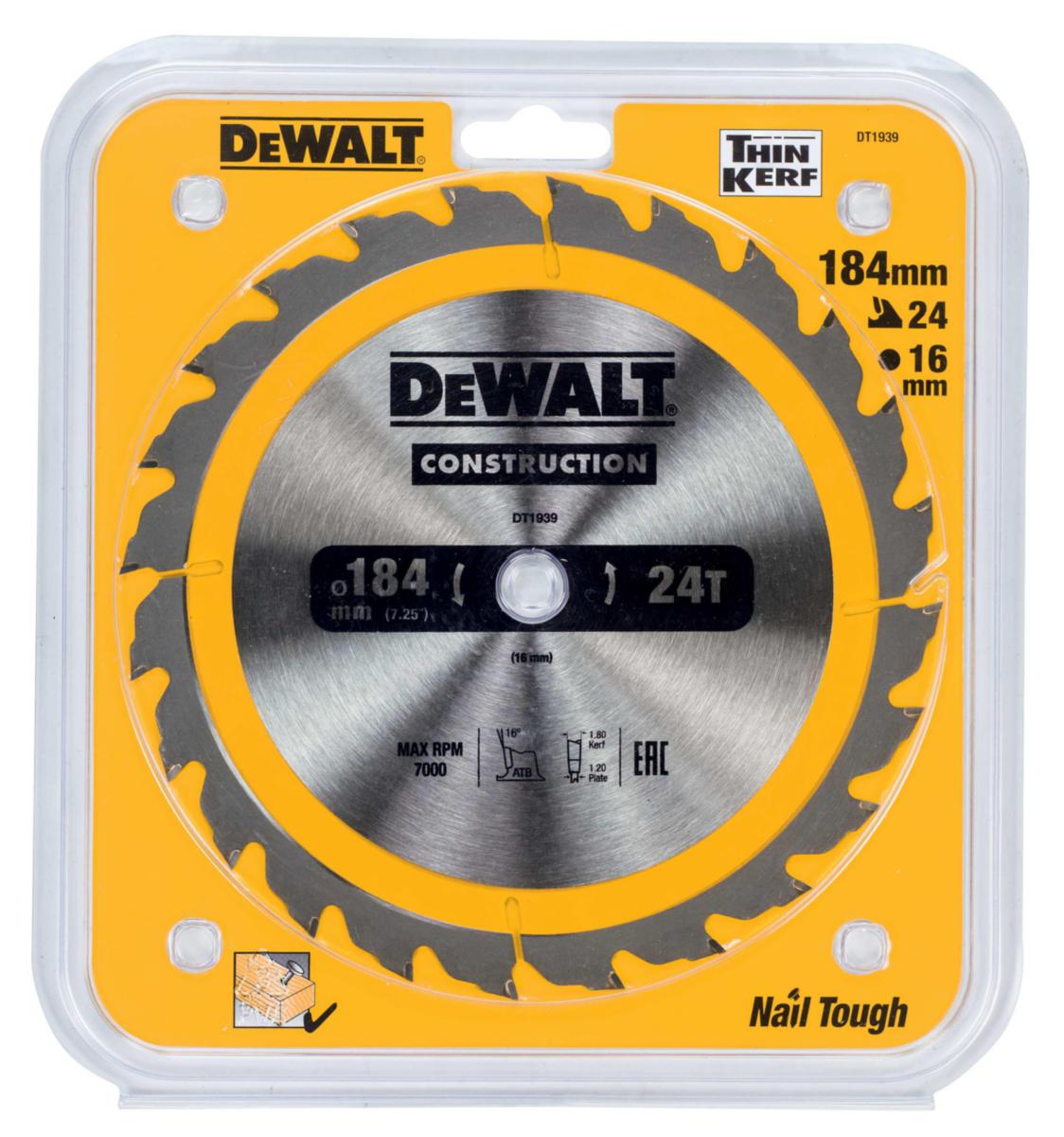 Cirkelsågklinga DEWALT DT1939 - CIRKELSÅGKLINGA DEWALT DT1939 184X16MM 24T