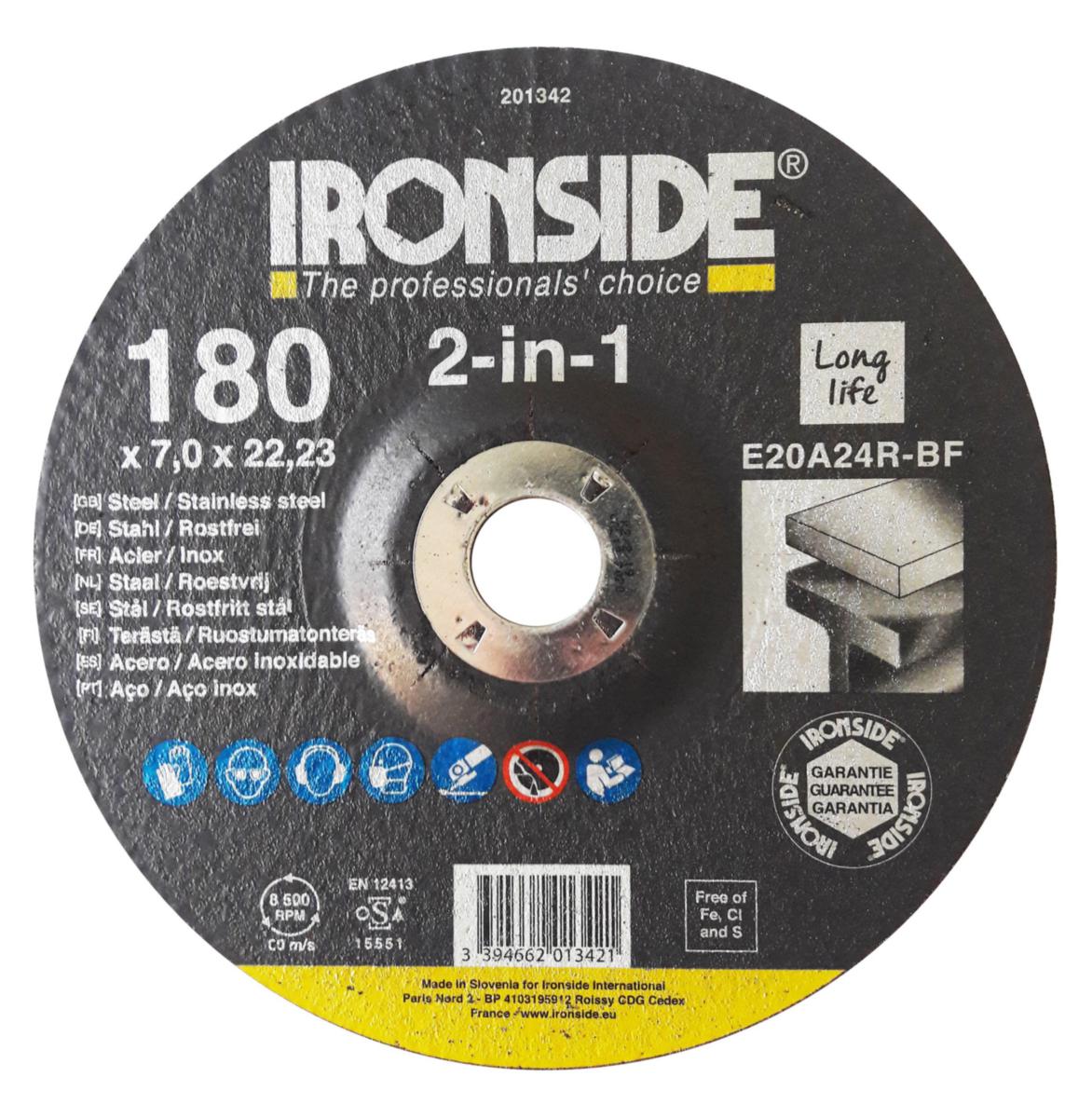 Rough Grinding Ironside 2 In 1 - ROUGH GRINDING IRONSIDE 180X7X22 F27 E20A 2IN1